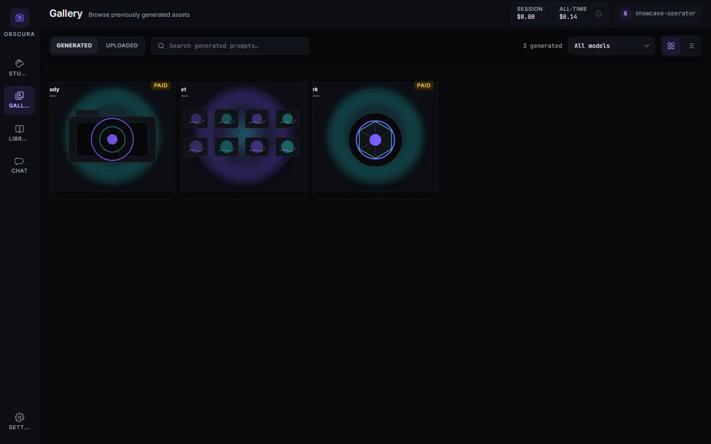 The local gallery — every asset on your own disk, searchable